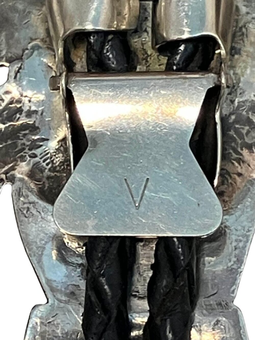 Vintage Navajo Native Sterling Silver Dancing Kachina Bolo Tie Signed Artist V - Picture 3 of 5
